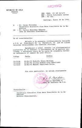 [Oficio Ord. N° 473 de Jefe de Gabinete Presidencial, remite copia de carta que se indica]