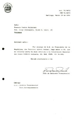 Carta remitida a la Corporación Nacional del Cobre CODELCO