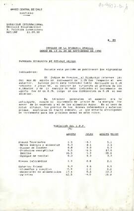 Informe de la Economía Mundial desde el 13 al 20 de septiembre de 1990.