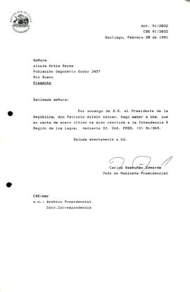 Carta remitida a la Intendencia de la Región de los Lagos