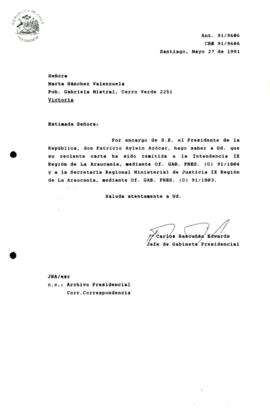 Carta remitida a la Intendencia IX Región de La Araucania