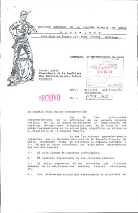 [Carta de Sociedad Nacional de la Pequeña Minería de Chile]