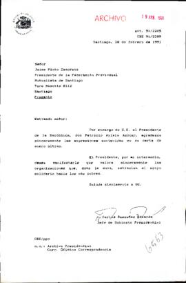 [Carta de respuesta de Jefe de Gabinete al Sr. Jaime Pinto]