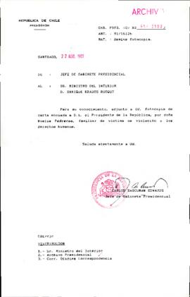 [Se adjunta correspondencia a Ministro del Interior]