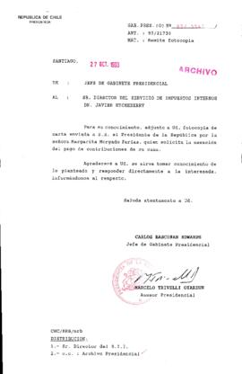 [Oficio Gab. Pres. Ord. N° 5341 de  Jefe de Gabinete Presidencial, remite copia de carta que se indica]