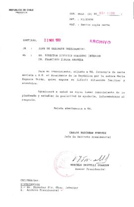 [Oficio Gab. Pres. Ord. N° 6030 de Jefe de Gabinete Presidencial, remite copia de carta que se in...