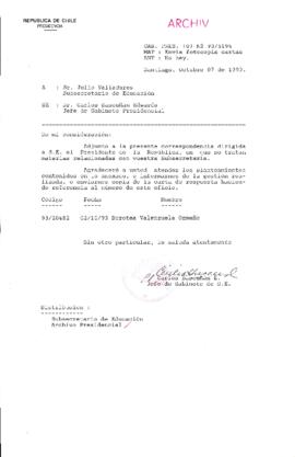 [Oficio Gab. Pres. Ord. N° 5194 de Jefe de Gabinete Presidencial, remite copia de carta que se indica]