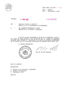 [Carta adjunta solicitud del "Comité de Allegados Diputado Guido Castilla H.” al Ministerio de Vivienda y Urbanismo]