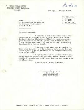 Carta desde Tomás Pablo Elorza y Euclides Ortega Duclerq Abogados, dirigida al Excmo. Sr. Presidente de la República E. Patricio Aylwin Azócar