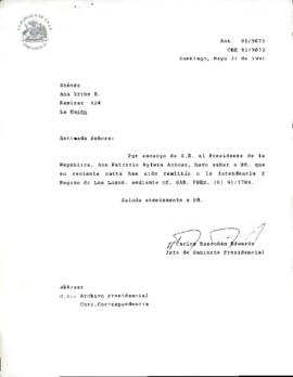[Remite carta a  la Intendencia X región de Los Lagos]