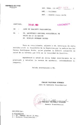 [Oficio Gab. Pres. Ord. N° 5076 de Jefe de Gabinete Presidencial, remite copia de carta que se indica]