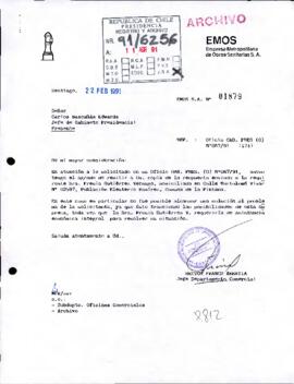 Carta en respuesta a solicitud de arranque domiciliario
