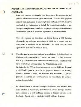 Principales Acciones Gubernamentales en la Comuna de Cochrane