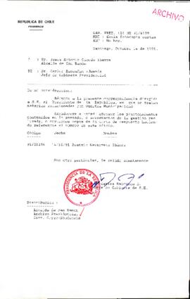 [Oficio del Jefe de Gabinete Presidencial dirigido al Alcalde de San Ramón, Sr. Jesús Antonio Cabedo Ibarra]