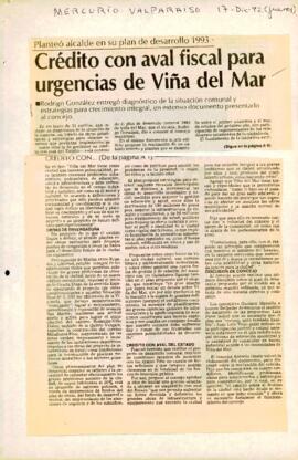 [Noticias en diarios de valparaíso sobre El plan de desarrollo 1993].