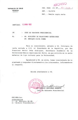 [Carta del Jefe de Gabinete de la Presidencia al Ministro de Relaciones Exteriores]