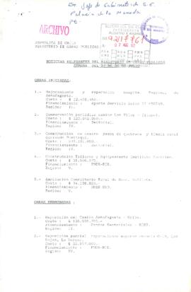 Noticias relevantes del Ministerio de Obras Públicas semana del 20 al 24 de Julio de 1992
