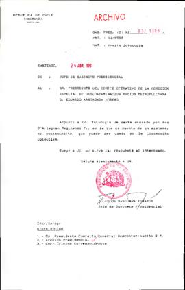 [Se remite fotocopia de correspondencia a Presidente Comisión descontaminación de la Región Metropolitana]