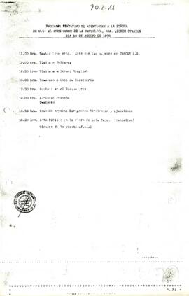 Programa tentativo de atenciones a la esposa de su S.E. El Presidente de la República, sra. Leonor Oyarzún