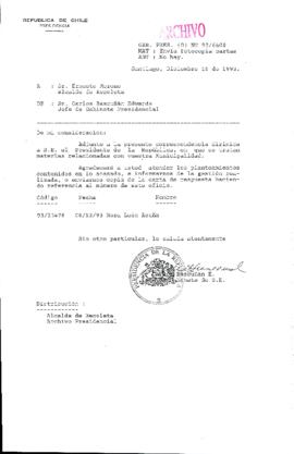 [Oficio Gab. Pres. Ord. N° 6408 de Jefe de Gabinete Presidencial, remite copia de carta que se indica]