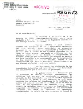 [Carta a la Comisión Especial de Pueblos Indígenas sobre tala del bosque nativo]