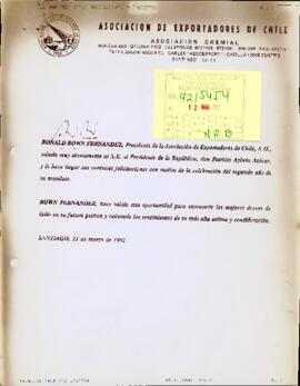 [Fax de saludos por segundo año de gobierno]