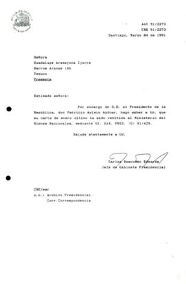 [Se remite carta a Ministerio de Bienes Raíces]