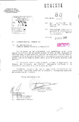 [Oficio Ord. N° 80 de Subsecretario del Interior (s), instrucciones sobre informe desempeño de funcionarios de la Secretaría y Administración General]