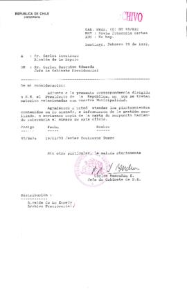 [Oficio  Gab. Pres. Ord. N° 0820 de Jefe de Gabinete Presidencial, remite copia de carta que se indica]