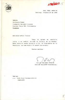 [Carta a Hortensia Bussi sobre homenajes al ex-Presidente Salvador Allende en España]