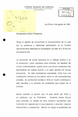 [Carta de Presidente de México a S.E El Presidente Patricio Aylwin]