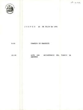 Programa Jueves 25 de Julio de 1991
