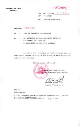 [Oficio del Jefe de Gabinete Presidencial dirigido al Director de la División de Gobierno Interior, Sr. Francisco Pinto]
