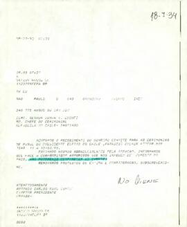 Fax desde Sao Paulo, Brasil, del sr. Antonio Carlos Ríos Corral, Director Presidente de FEPASA, dirigido al sr. Osmar V. Chohfi