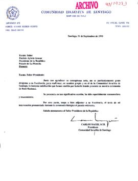[Carta del Presidente Comunidad Israelita de Santiago]