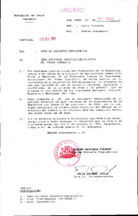 [Se remite carta sobre Proyecto de Ley a Jefe División Jurídico-Legislativa]