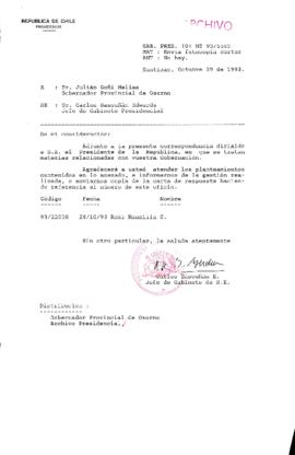 [Oficio Gab. Pres. Ord. N° 5365 de  Jefe de Gabinete Presidencial, remite copia de carta que se indica]
