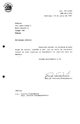 Carta  remitida al Ministerio de Justicia
