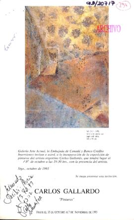 [Invitación a la inauguración de la exposición de pinturas del artista argentino Carlos Gallardo]
