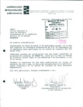 [Informa modificación en programación de ENADE' 92]