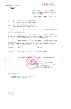 [Oficio  Gab. Pres. Ord. N° 1099 de Jefe de Gabinete Presidencial, remite copia de carta que se indica]