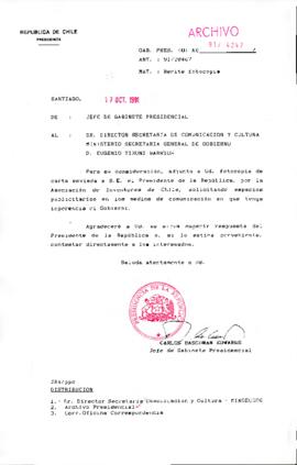 [Oficio del Jefe de Gabinete Presidencial dirigido al Director de la Secretaria de Comunicación y Cultura del Ministerio Secretaria General de Gobierno]