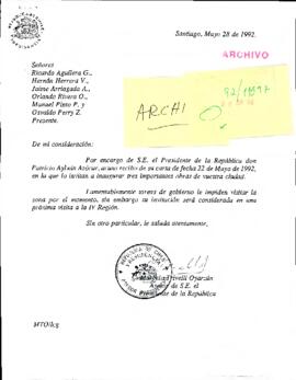 [Carta de respuesta del Asesor Presidencial. Sr. Marcelo Trivelli, dirigida a autoridades de partidos políticos de Vicuña]