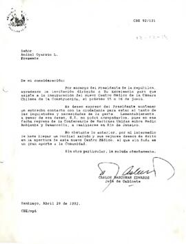 Carta de Carlos Bascuñan al Gerente General del Servicio Médico de la Cámara Chilena de la Construcción