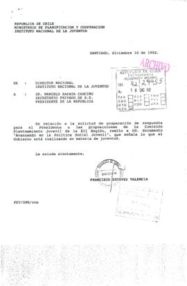 [Carta del Director de la INJUV sobre Comisión Planteamiento Juvenil de la XII Región]