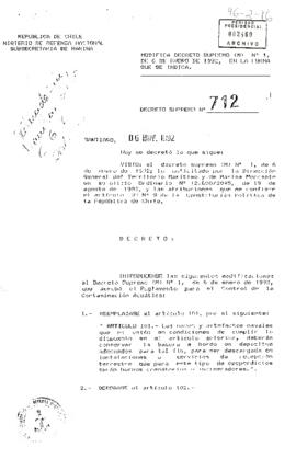 [Modificación de Decreto Supremo (M) N° 1, de 6 de enero de 1992].