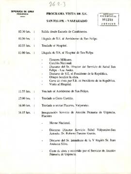 Programa visita de S.E San Felipe-Valparaiso