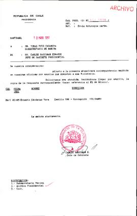 [Se remite fotocopia correspondencia a Subsecretario de Marina]