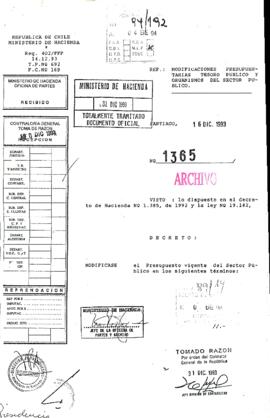 [Copia de Decreto N° 1365 de Ministerio de Hacienda, modificaciones presupuestarias tesori público y organismos del sector público]
