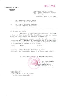 [Oficio Ord. N° 2252 de Jefe de Gabinete Presidencial, remite copia de carta]